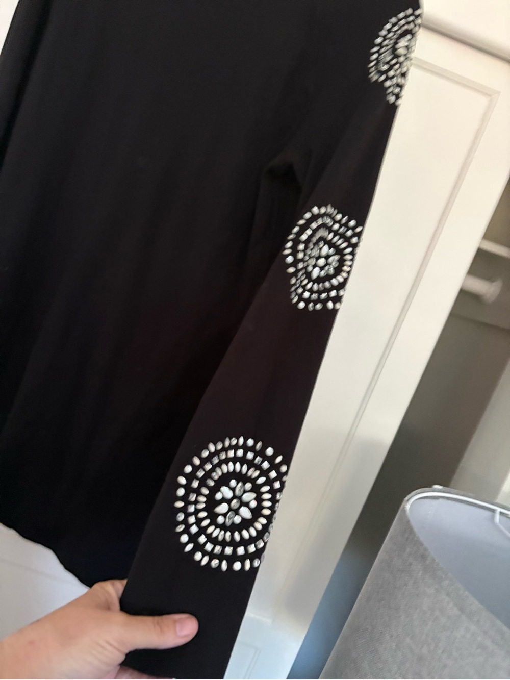 INC Black Long-Sleeve Crystal Embellished Women’s Dress